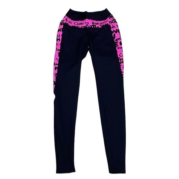 BLACKMILK Leggings Australia Black Pink Words Athletic Size Small - Picture 1 of 11